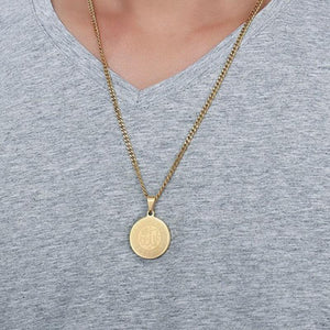 Round Pendant Golden Necklace