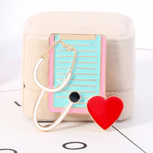 Load image into Gallery viewer, Love Heart Stethoscope Mini Brooch