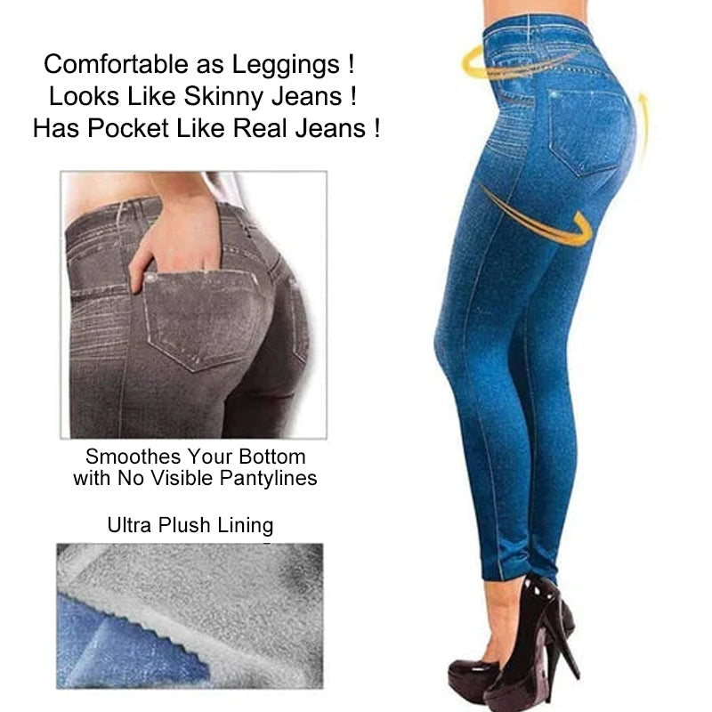 Thermal Fleece Denim Jeggings