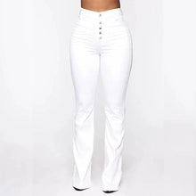 Load image into Gallery viewer, Washed High Waist Button Boot-cut Jeans