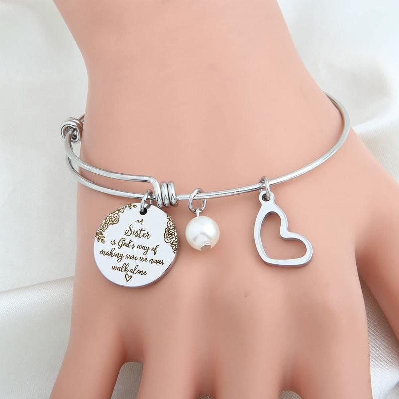 Sister Bracelets Expandable Charm Bangles Christmas Birthday Gifts for Sister Friends