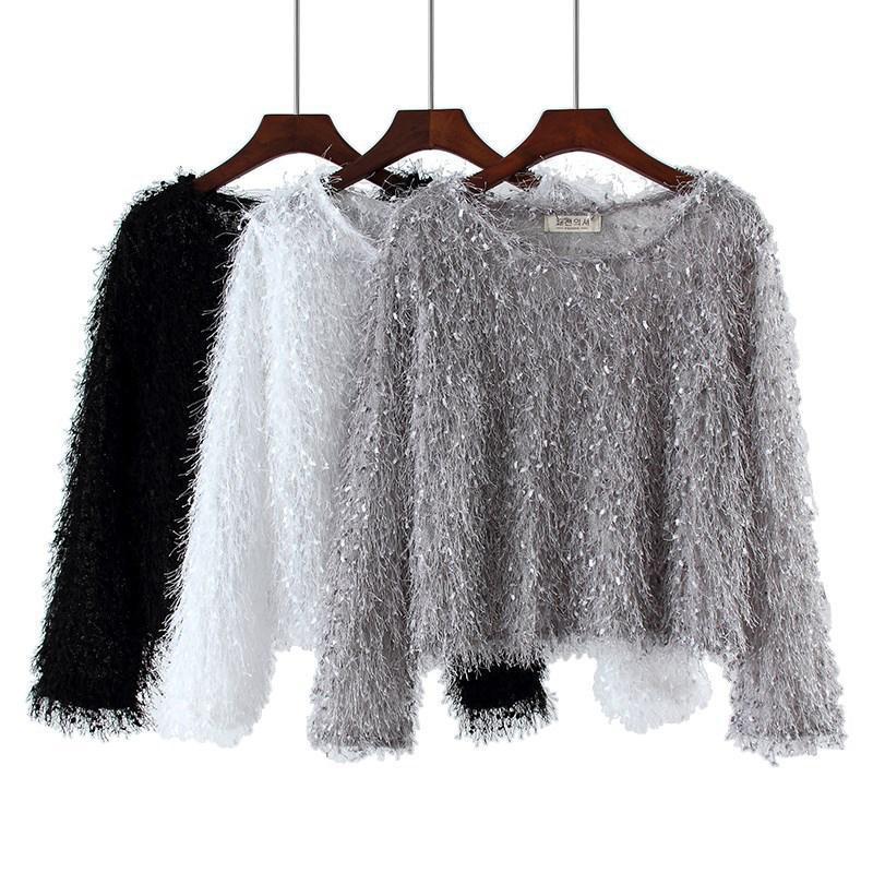 Round Neck Fluffy Pullover