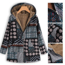 Load image into Gallery viewer, Dotted coat with hood and patchwork pattern