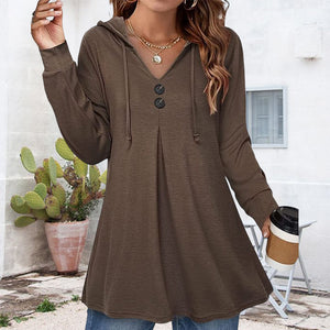 Women's Button Hooded Sweatshirt