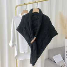 Load image into Gallery viewer, Knitted Triangle Shawl with Leather Buckle