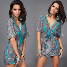 Load image into Gallery viewer, Summer V-Neck Printed Dress