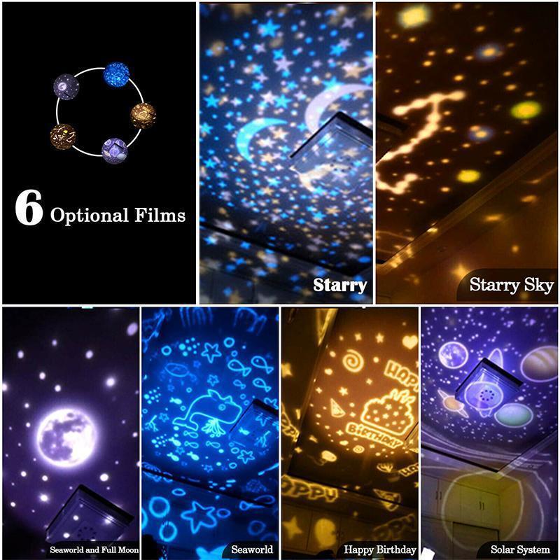 Multifunctional LED Night Light Star Projector Lamp, 5 Sets of Film