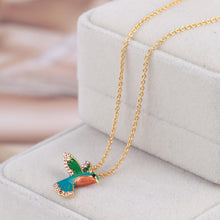 Load image into Gallery viewer, Colorful Diamond Hummingbird Necklace