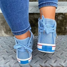 Load image into Gallery viewer, Denim High-Top Back Lace-up Canvas Shoes