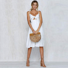 Load image into Gallery viewer, Spaghetti Strap Knitted Front Cutout Button Dress