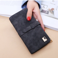 Load image into Gallery viewer, Women Drawstring Nubuck Leather Zipper Two Fold Wallet