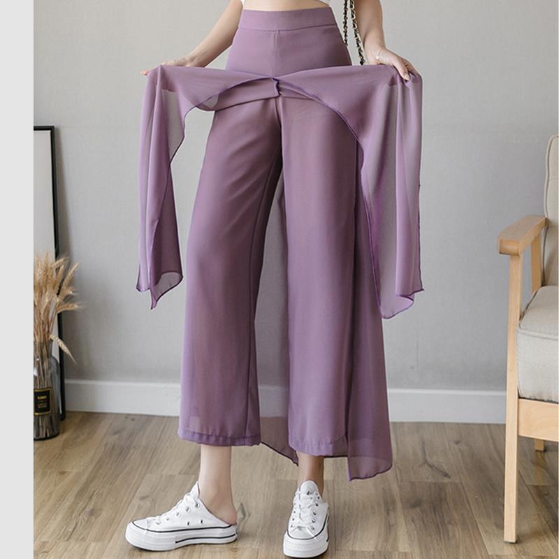 Ice Silk Chiffon Wide Leg Pants