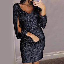 Load image into Gallery viewer, Slit Sleeve Sequin Party Dress