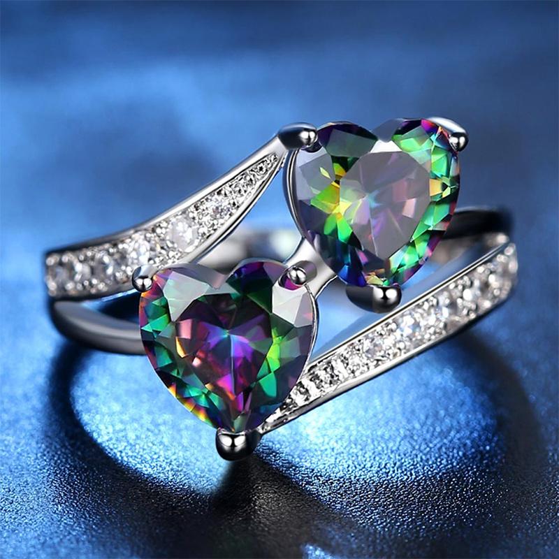 Double Heart Zircon Ring