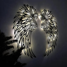 Load image into Gallery viewer, Black Angel Wings Metal Wings Wall Art with LED Lights