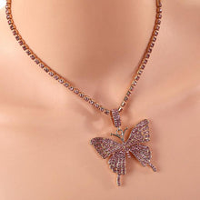 Load image into Gallery viewer, Crystal Pave Butterfly Pendant Necklace