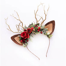 Load image into Gallery viewer, Christmas Flower Deer Headband