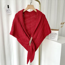 Load image into Gallery viewer, Knitted Triangle Shawl with Leather Buckle