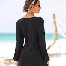 Load image into Gallery viewer, Round Neck Slit Sleeves Shift Dress