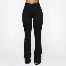 Load image into Gallery viewer, Washed High Waist Button Boot-cut Jeans