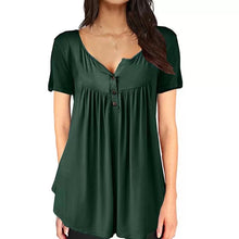 Load image into Gallery viewer, Women Plain Ruched Button T-Shirt