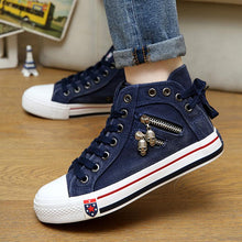 Load image into Gallery viewer, Denim High-Top Back Lace-up Canvas Shoes