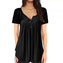 Load image into Gallery viewer, Women Plain Ruched Button T-Shirt