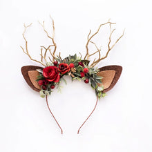 Load image into Gallery viewer, Christmas Flower Deer Headband