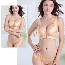 Load image into Gallery viewer, Stripes Lace Push-Up Seamless Breathable Zipper Bra