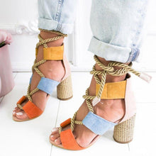 Load image into Gallery viewer, Multi-color Lace-up Heeled Sandals