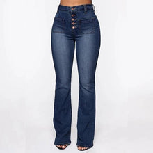 Load image into Gallery viewer, Washed High Waist Button Boot-cut Jeans