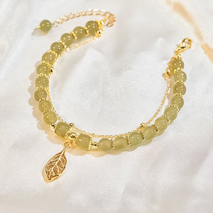 🔥Last Day Promotion 50% OFF💞hetian jade gold leaf bracelet