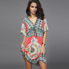 Load image into Gallery viewer, Summer V-Neck Printed Dress