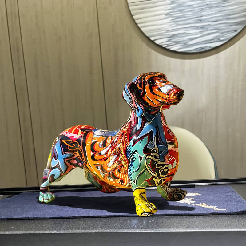 Nordic Painted Dachshund Statue