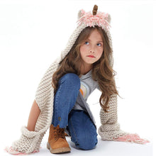 Load image into Gallery viewer, Crochet Cartoon Unicorn Winter Hat With Scarf Pocket