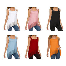 Load image into Gallery viewer, Women&#39;s Sleeveless Solid Color Tassels Top