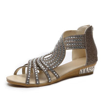 Load image into Gallery viewer, Roman Style Rhinestone Flat Sandals