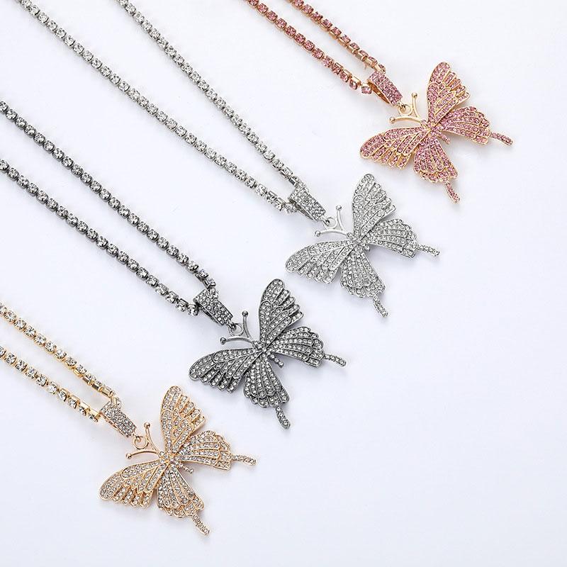 Crystal Pave Butterfly Pendant Necklace