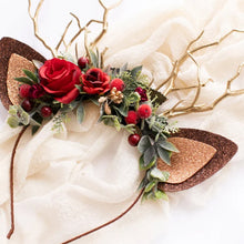 Load image into Gallery viewer, Christmas Flower Deer Headband