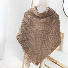 Load image into Gallery viewer, Knitted Triangle Shawl with Leather Buckle