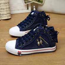 Load image into Gallery viewer, Denim High-Top Back Lace-up Canvas Shoes