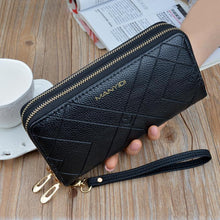 Load image into Gallery viewer, Women Double Zipper Leather Brand Retro Long Wallet