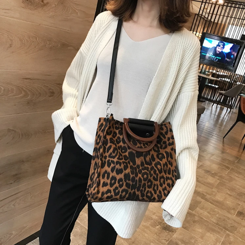 Women Leopard Luxury Handbags Designer With Handle Shoulder Bag