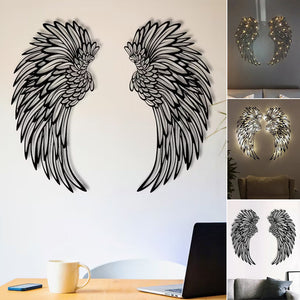 Black Angel Wings Metal Wings Wall Art with LED Lights