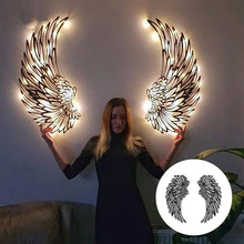 Load image into Gallery viewer, Black Angel Wings Metal Wings Wall Art with LED Lights