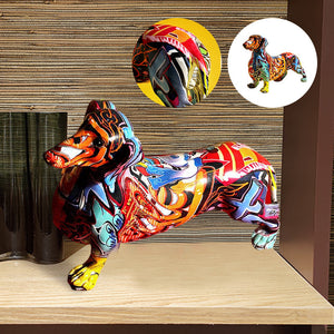 Nordic Painted Dachshund Statue