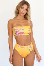 Load image into Gallery viewer, New Floral Printed Bandeau Bikini Swimsuit in Yellow.MO