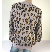 Load image into Gallery viewer, Women Long-sleeved Round Neck Solid Leopard Sweater