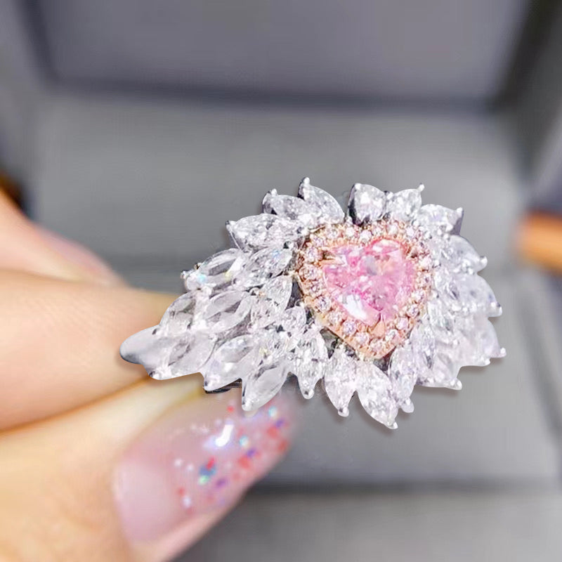 Heart-Shaped Pink Diamond Ring