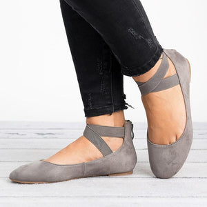 Women Pu Nubuck Flats Casual Ballerina Shoes